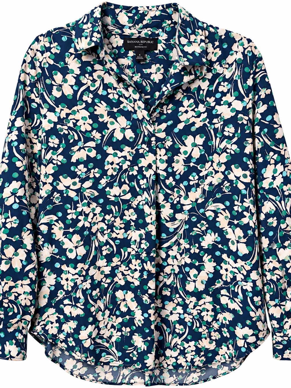 Banana Republic Navy Floral Button-Down Blouse